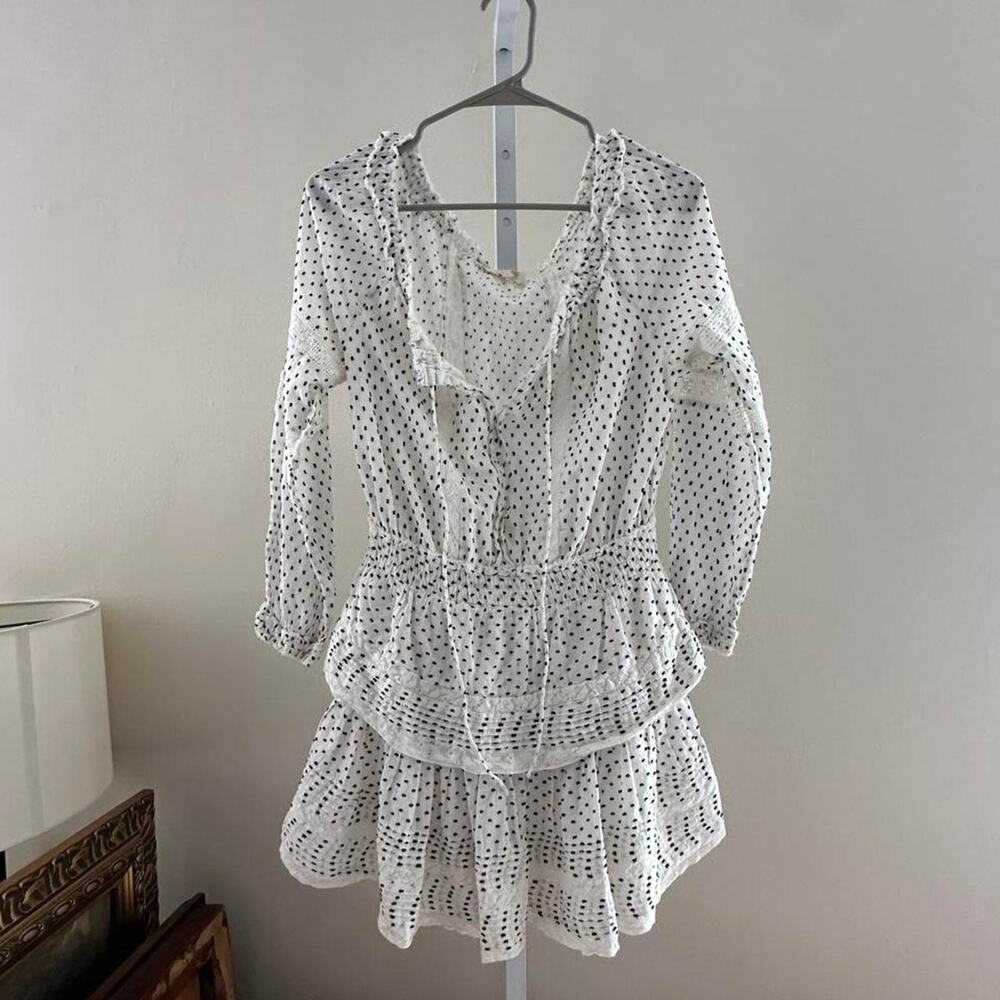 Loveshackfancy white dress with black